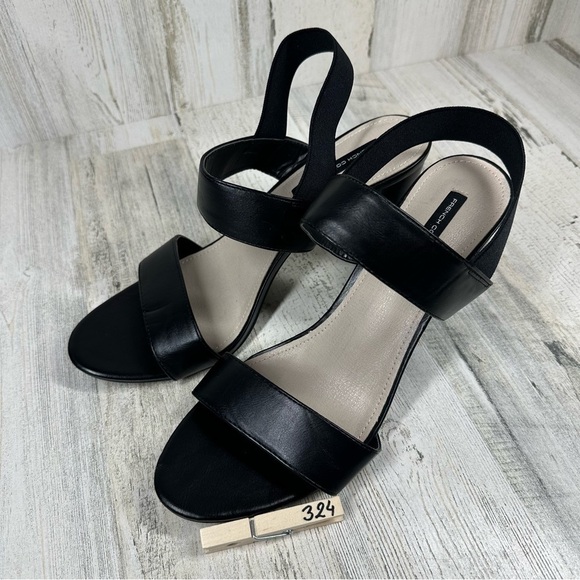 French Connection Classic Black Block Heel Sandals - Picture 9 of 9